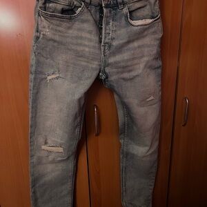Men's Distressed Gray Jeans